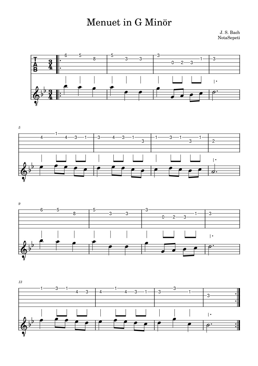 Menuet in G Minör / J. S. Bach